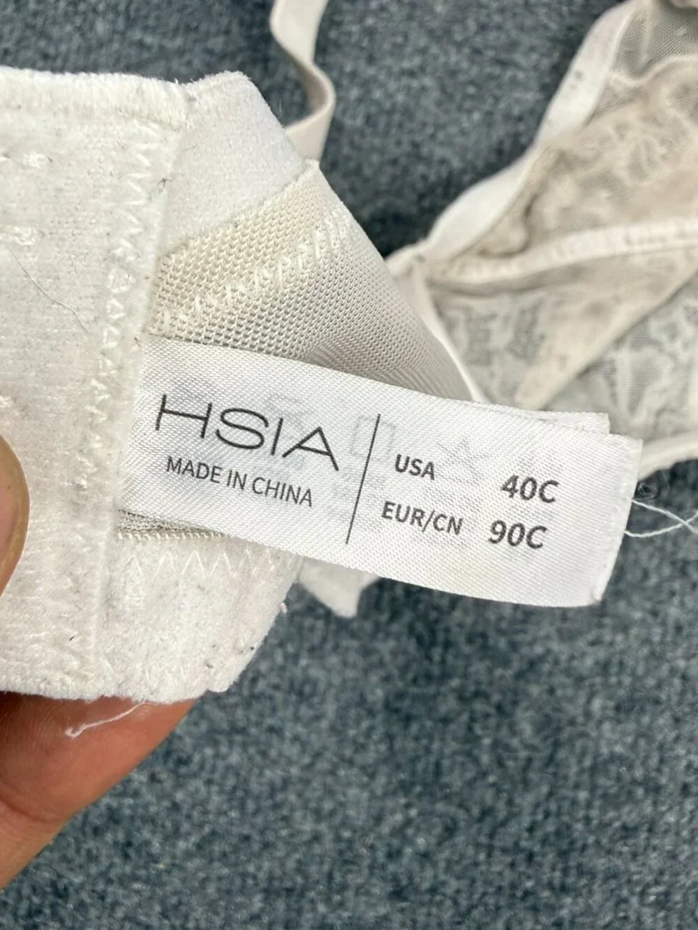 HSIA UNLINED UNDERWIRE LACE BRA 40C BEIGE SHEER FLORAL FULL COVERAGE 90C